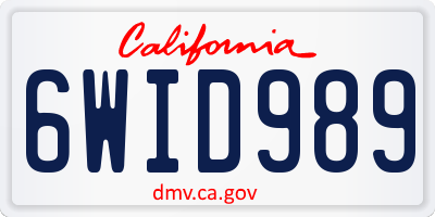 CA license plate 6WID989