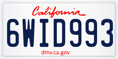 CA license plate 6WID993