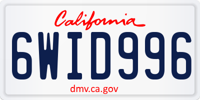 CA license plate 6WID996
