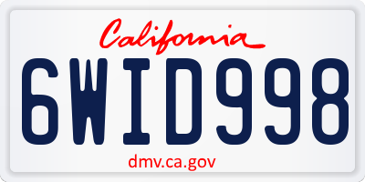 CA license plate 6WID998