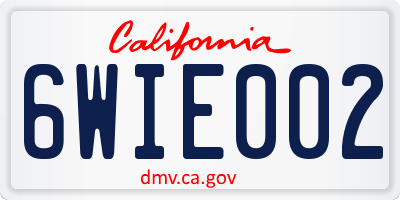 CA license plate 6WIE002