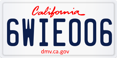 CA license plate 6WIE006