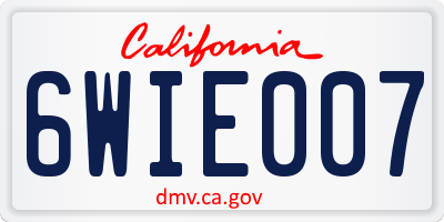 CA license plate 6WIE007