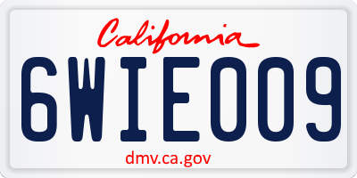 CA license plate 6WIE009