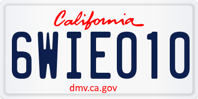 CA license plate 6WIE010