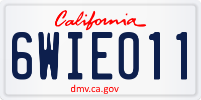 CA license plate 6WIE011