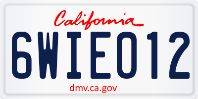 CA license plate 6WIE012