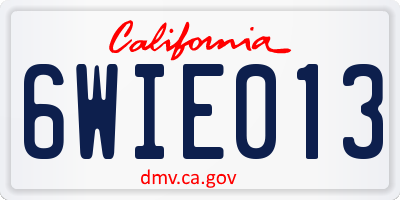 CA license plate 6WIE013