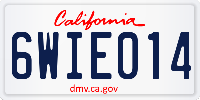 CA license plate 6WIE014