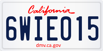 CA license plate 6WIE015