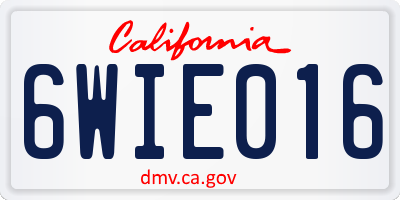 CA license plate 6WIE016