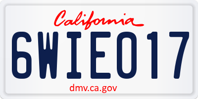CA license plate 6WIE017