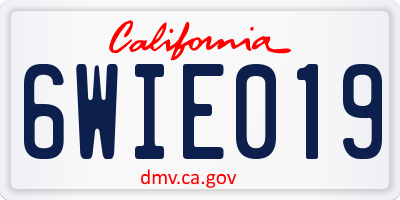 CA license plate 6WIE019
