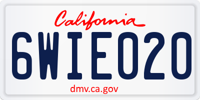 CA license plate 6WIE020