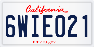 CA license plate 6WIE021