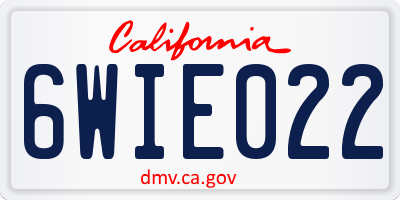 CA license plate 6WIE022