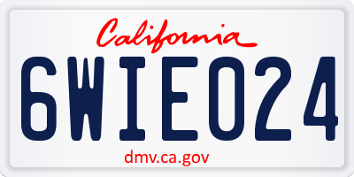 CA license plate 6WIE024