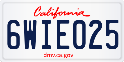 CA license plate 6WIE025