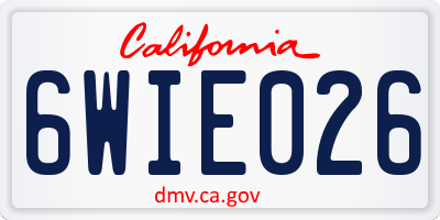 CA license plate 6WIE026