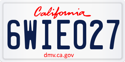 CA license plate 6WIE027