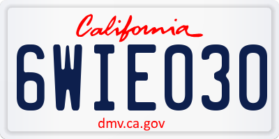 CA license plate 6WIE030