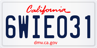 CA license plate 6WIE031