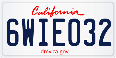 CA license plate 6WIE032