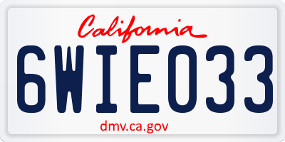CA license plate 6WIE033