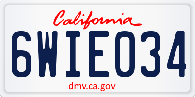 CA license plate 6WIE034