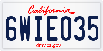 CA license plate 6WIE035