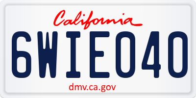 CA license plate 6WIE040