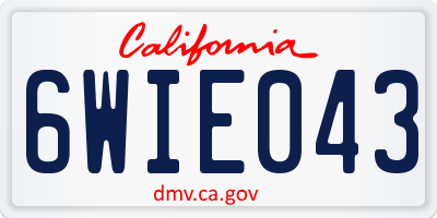 CA license plate 6WIE043
