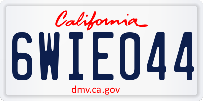 CA license plate 6WIE044