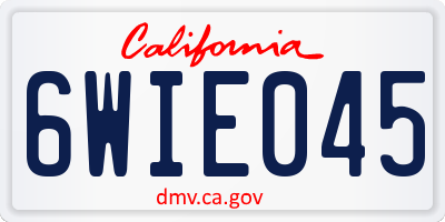 CA license plate 6WIE045