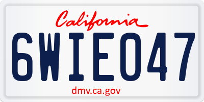 CA license plate 6WIE047