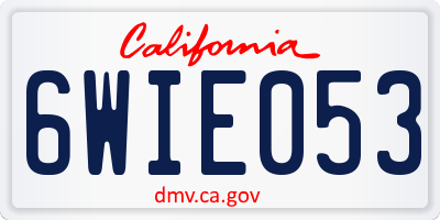 CA license plate 6WIE053