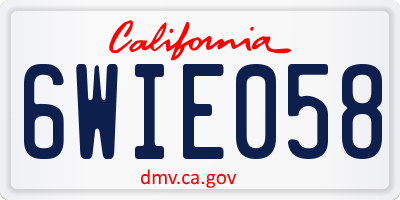 CA license plate 6WIE058