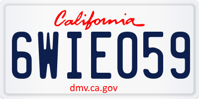 CA license plate 6WIE059
