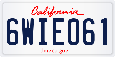 CA license plate 6WIE061