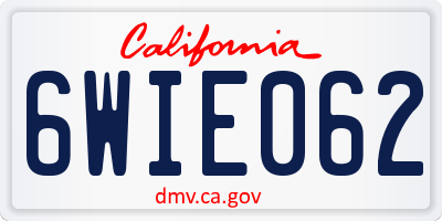 CA license plate 6WIE062