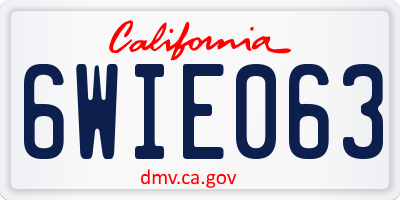 CA license plate 6WIE063