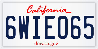 CA license plate 6WIE065