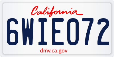 CA license plate 6WIE072