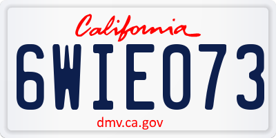 CA license plate 6WIE073