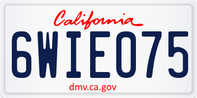 CA license plate 6WIE075