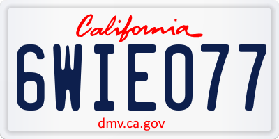 CA license plate 6WIE077