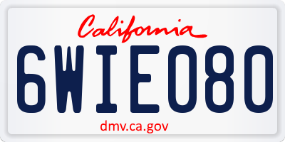 CA license plate 6WIE080
