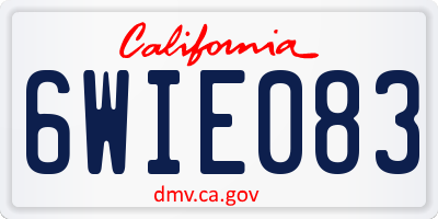 CA license plate 6WIE083