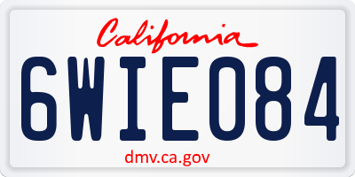CA license plate 6WIE084