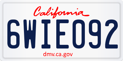 CA license plate 6WIE092